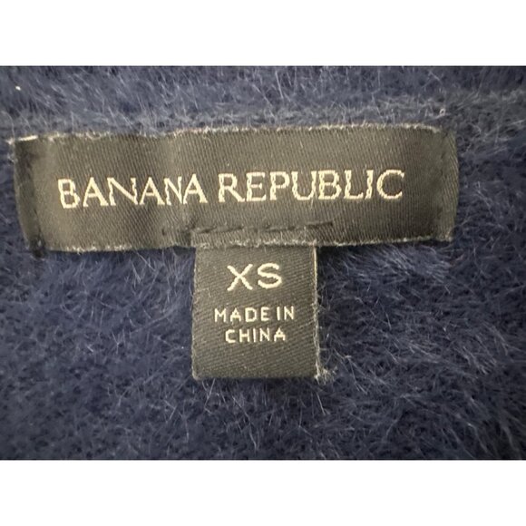 Banana Republic XS Fuzzy Navy Blue Sweater Long Sleeve Soft Nylon Cotton Blend - Picture 3 of 12